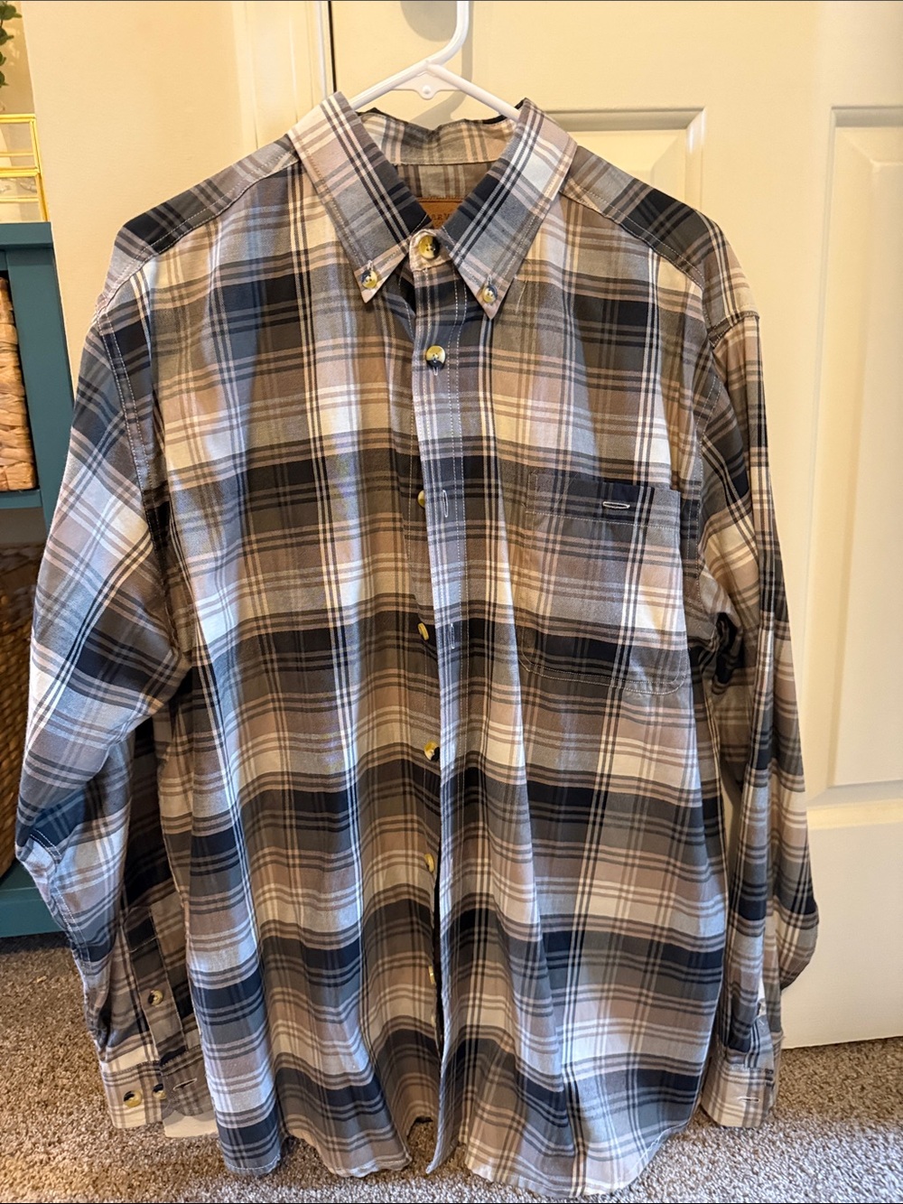 Clearwater Outfitters Men’s  Casual Plaid Button-Down Shirt - Brown & Gray